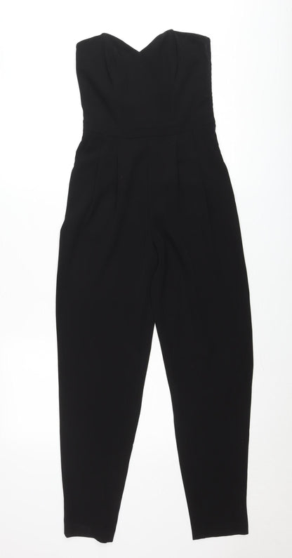 H&M Women Black Strapless Jumpsuit Size 4 Slim Fit Sweetheart Neckline