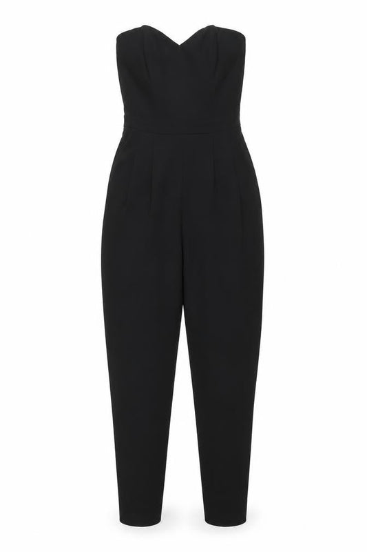 H&M Women Black Strapless Jumpsuit Size 4 Slim Fit Sweetheart Neckline