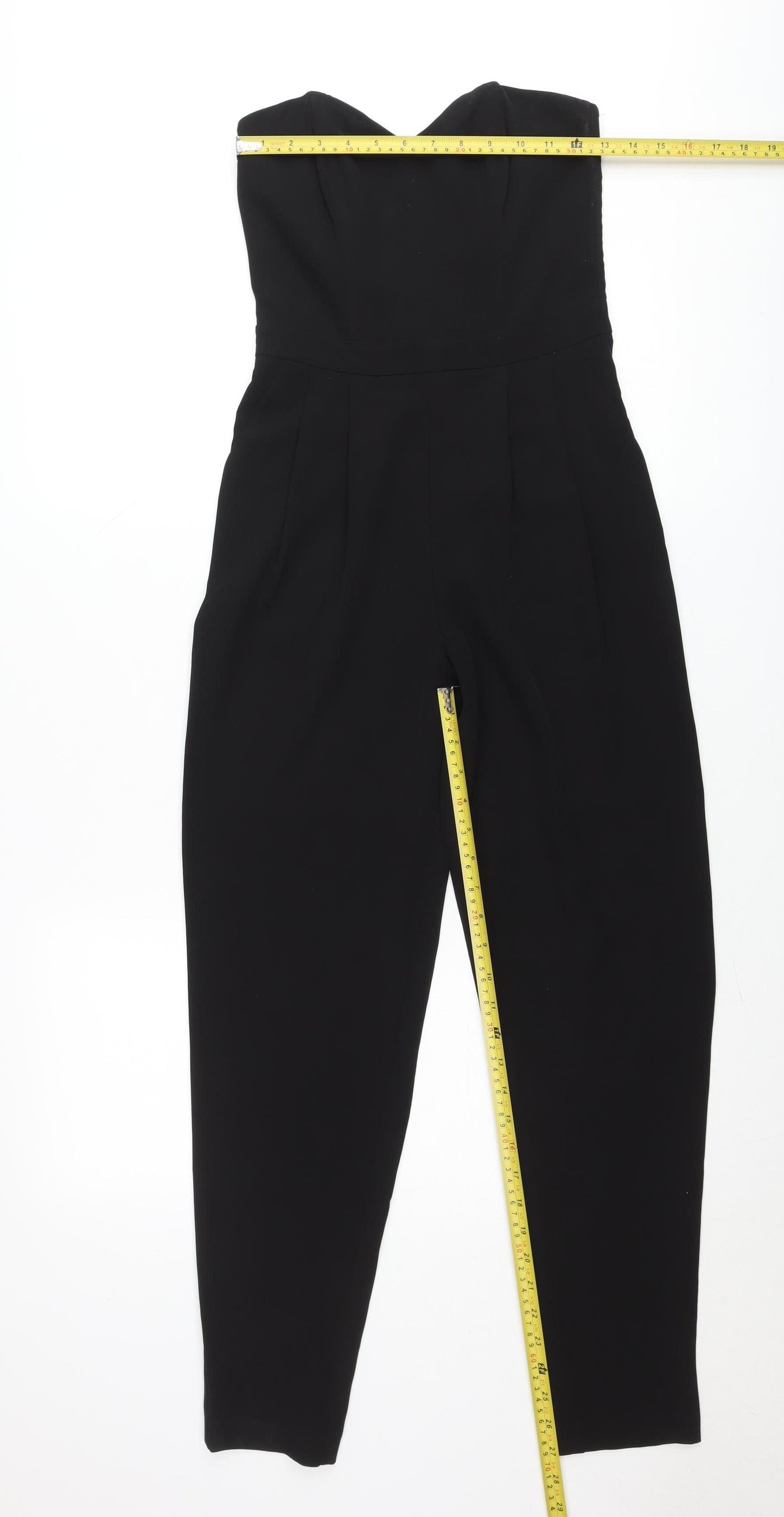 H&M Women Black Strapless Jumpsuit Size 4 Slim Fit Sweetheart Neckline