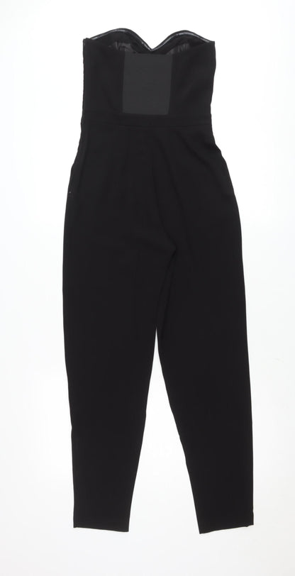H&M Women Black Strapless Jumpsuit Size 4 Slim Fit Sweetheart Neckline