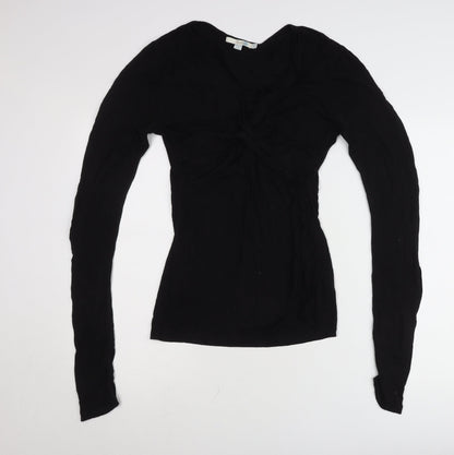 Boden Womens Black Viscose Long Sleeve V-Neck Slim Fit Tunic Blouse Size 10