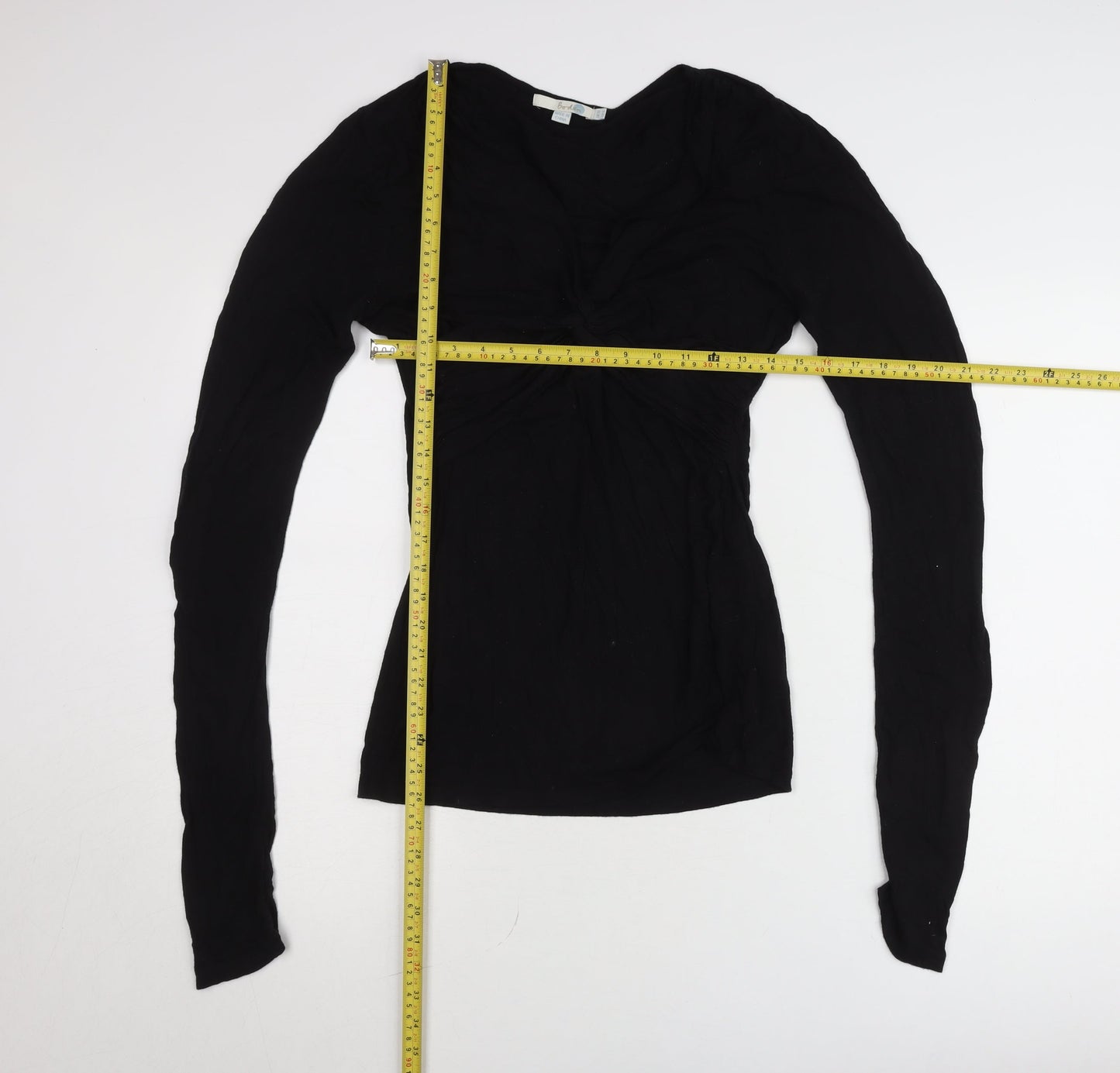 Boden Womens Black Viscose Long Sleeve V-Neck Slim Fit Tunic Blouse Size 10