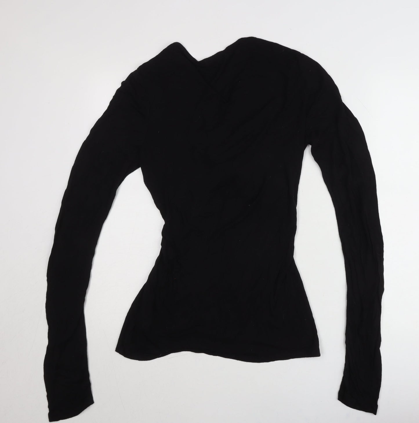 Boden Womens Black Viscose Long Sleeve V-Neck Slim Fit Tunic Blouse Size 10