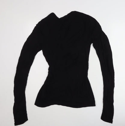 Boden Womens Black Viscose Long Sleeve V-Neck Slim Fit Tunic Blouse Size 10
