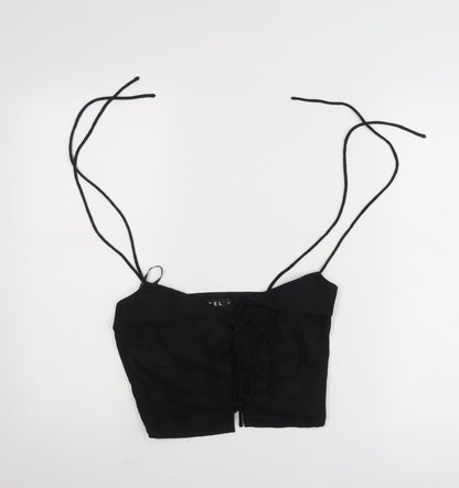 Motel Womens Black Cropped Tank Top Spaghetti Strap Size S