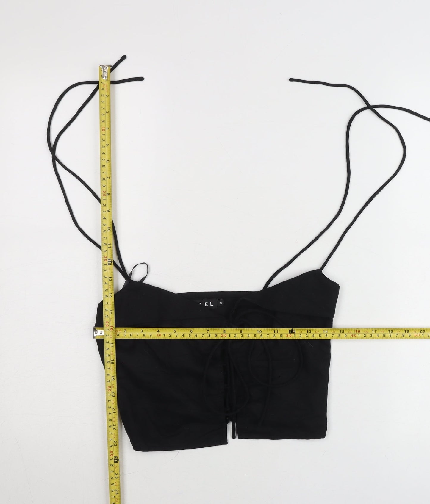 Motel Womens Black Cropped Tank Top Spaghetti Strap Size S