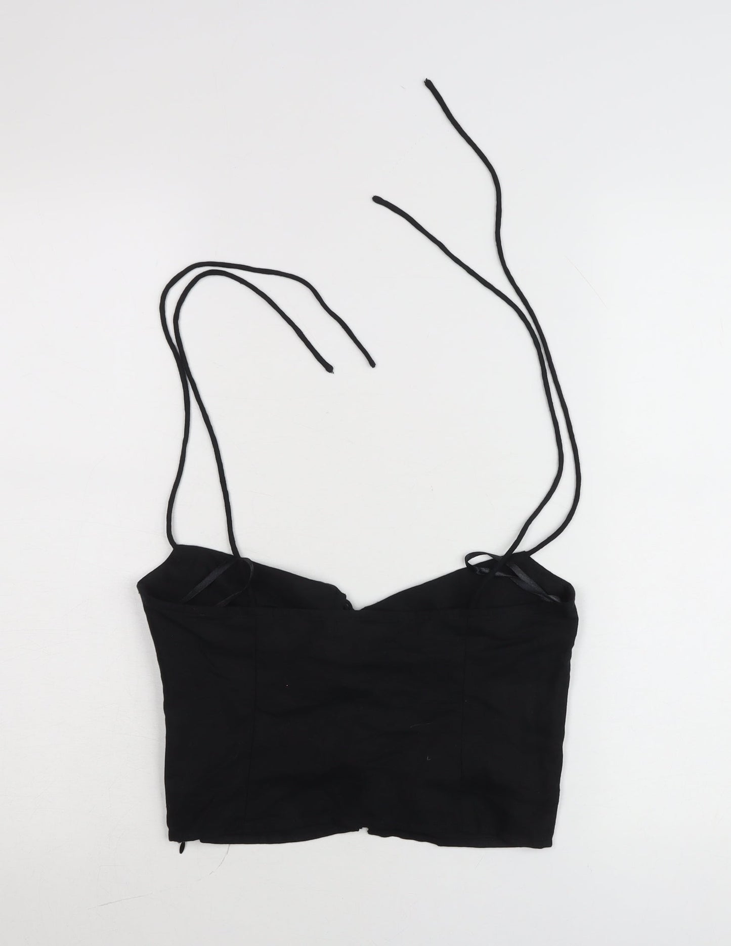 Motel Womens Black Cropped Tank Top Spaghetti Strap Size S