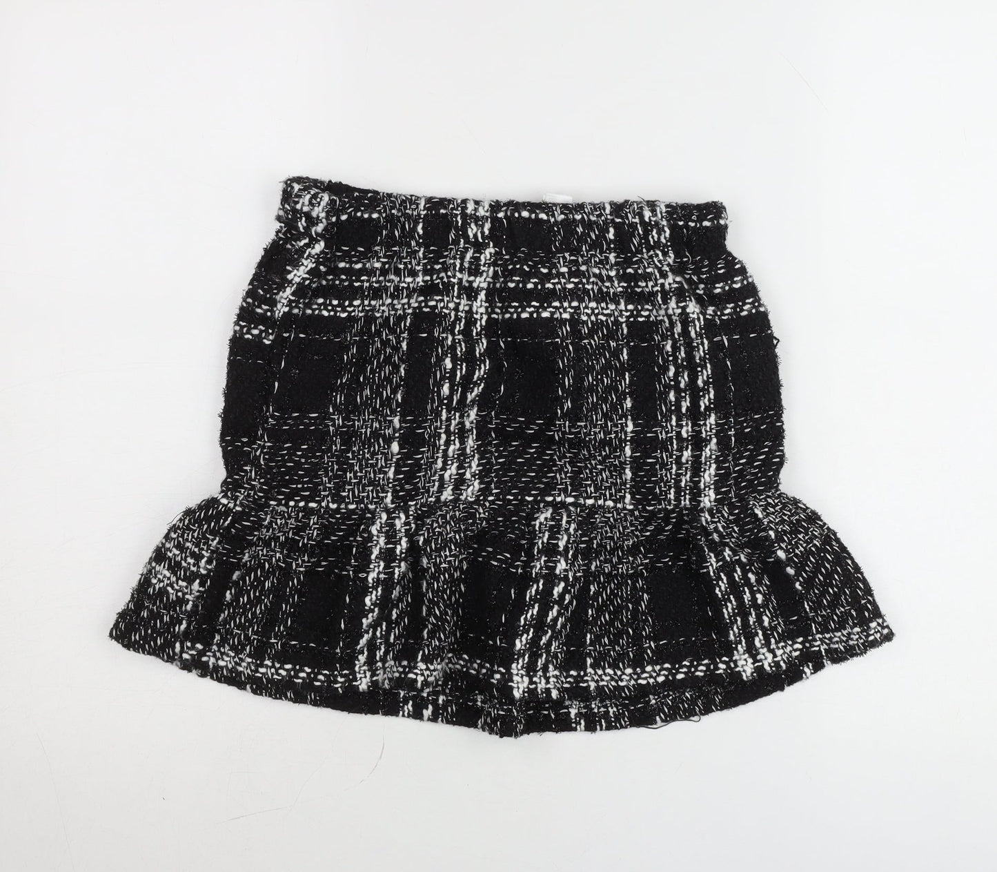 Dunnes Stores Women’s Black Check Tweed Ruffle Mini Skirt Size 8