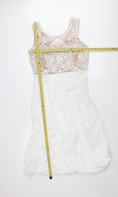 R&M Richards Women White Size 10 A-Line Lace Cocktail Dress