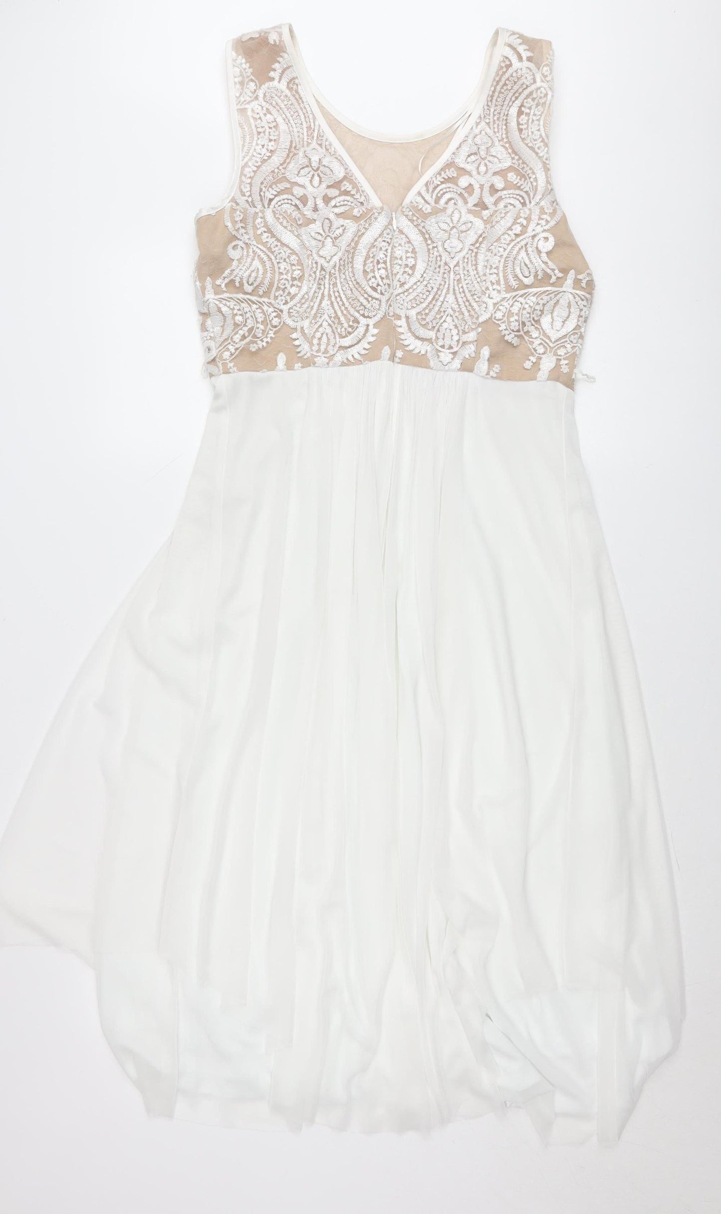 R&M Richards Women White Size 10 A-Line Lace Cocktail Dress