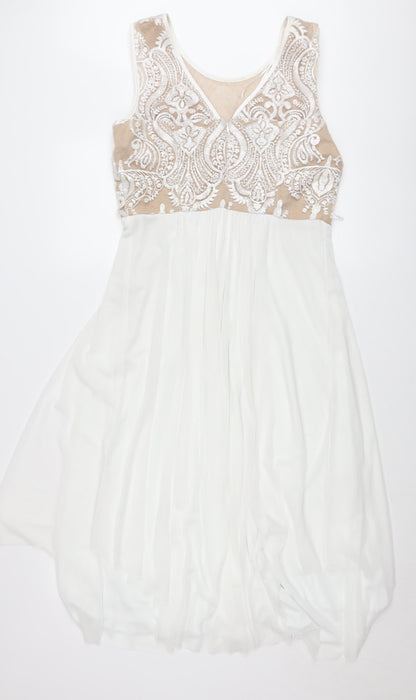 R&M Richards Women White Size 10 A-Line Lace Cocktail Dress