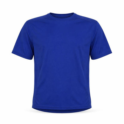 Front view of Dunnes Men’s Blue Medium Crew Neck Short Sleeve Polyester T-Shirt