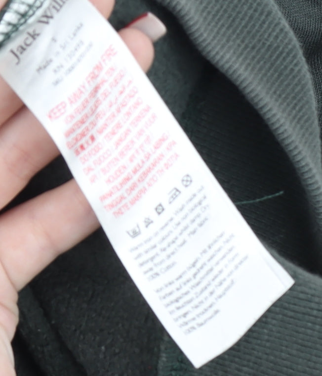 Jack Wills Men's Green Small Pullover Crew Neck Logo Jumper