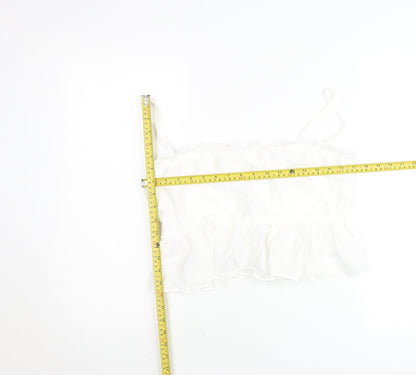 The Frolic Women White Size 12 Ruffle Hem Spaghetti Strap Camisole Top