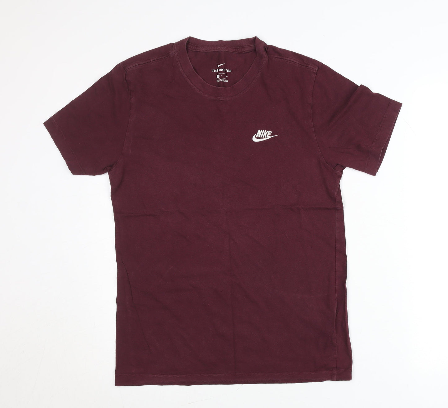 Nike Men's Red Small Crew Neck Short Sleeve Cotton T-Shirt