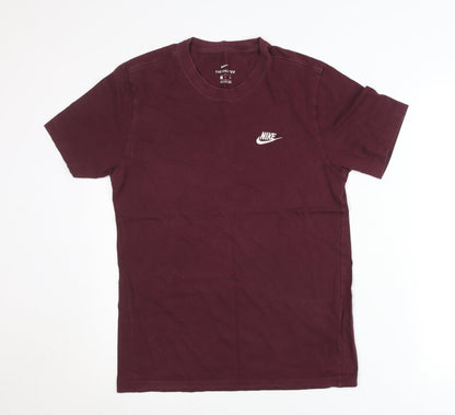 Nike Men's Red Small Crew Neck Short Sleeve Cotton T-Shirt