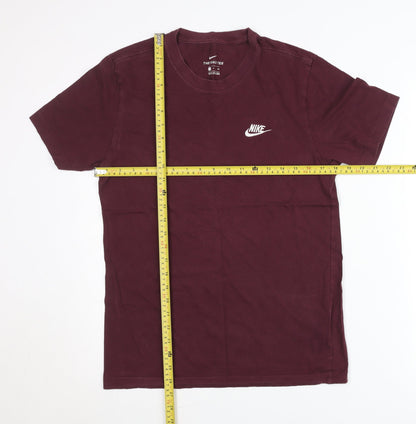 Nike Men's Red Small Crew Neck Short Sleeve Cotton T-Shirt