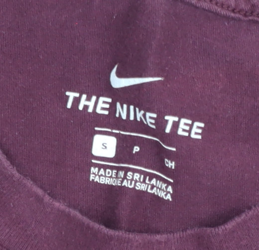 Nike Men's Red Small Crew Neck Short Sleeve Cotton T-Shirt