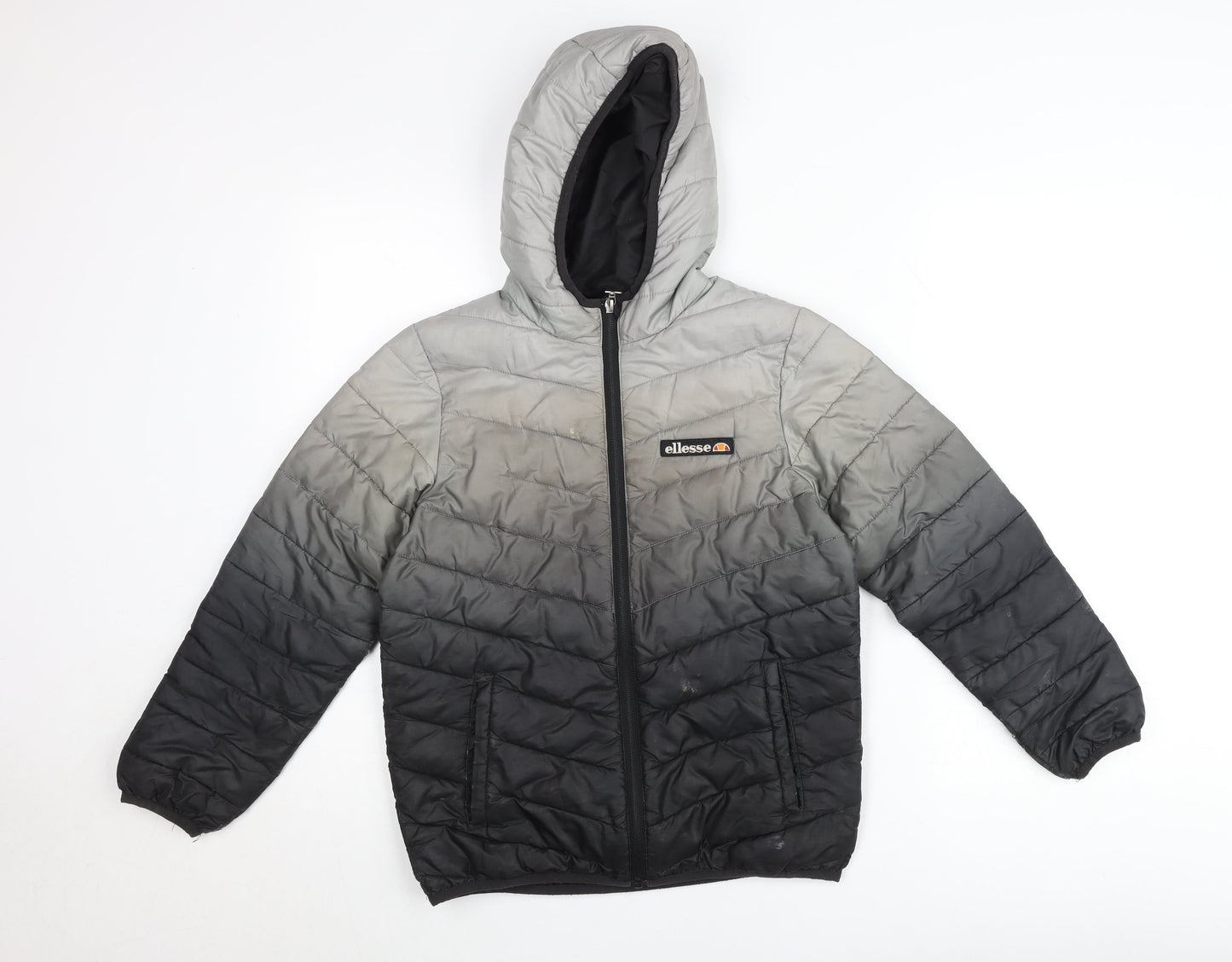 Ellesse Boys Grey Black Ombre Puffer Jacket Hooded Coat 10-11 Years