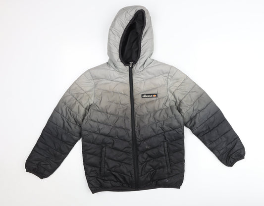 Ellesse Boys Grey Black Ombre Puffer Jacket Hooded Coat 10-11 Years