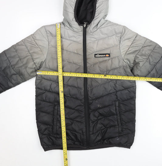 Ellesse Boys Grey Black Ombre Puffer Jacket Hooded Coat 10-11 Years