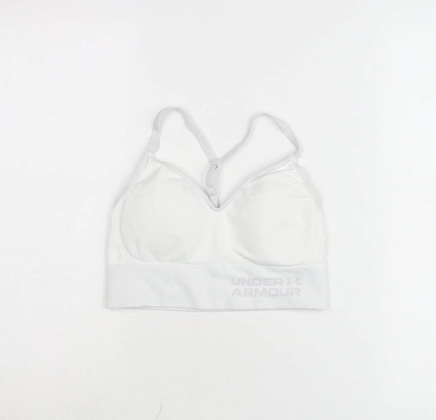 Under Armour Womens White Medium Athletic V-Neck Sports Bra Top