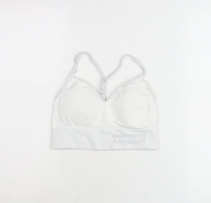 Under Armour Womens White Medium Athletic V-Neck Sports Bra Top