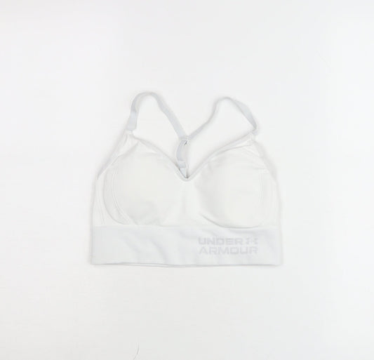 Under Armour Womens White Medium Athletic V-Neck Sports Bra Top