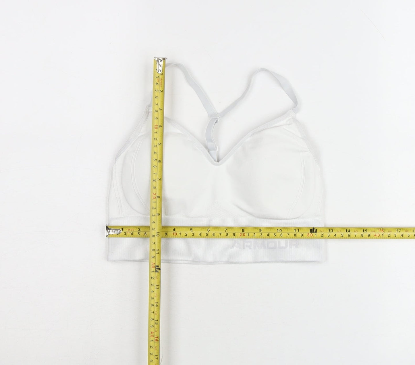 Under Armour Womens White Medium Athletic V-Neck Sports Bra Top