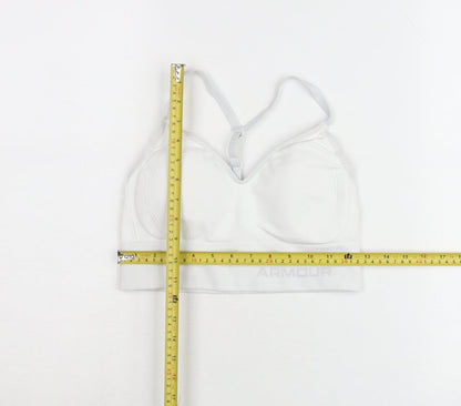 Under Armour Womens White Medium Athletic V-Neck Sports Bra Top