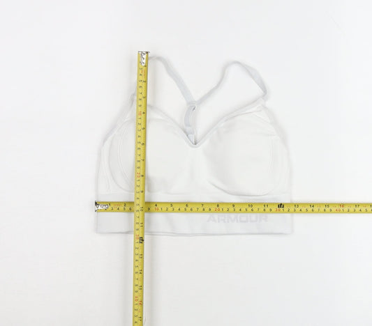 Under Armour Womens White Medium Athletic V-Neck Sports Bra Top