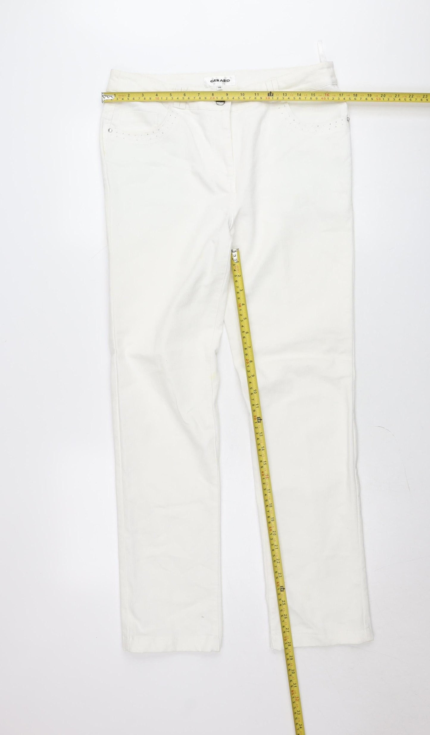 Gerard Womens White Straight Stretch Jeans Size 14