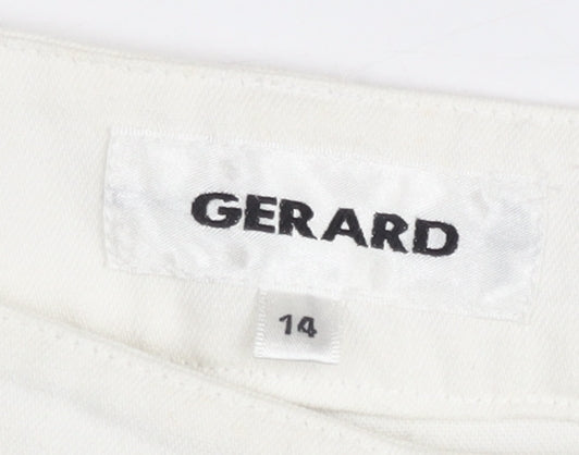 Gerard Womens White Straight Stretch Jeans Size 14