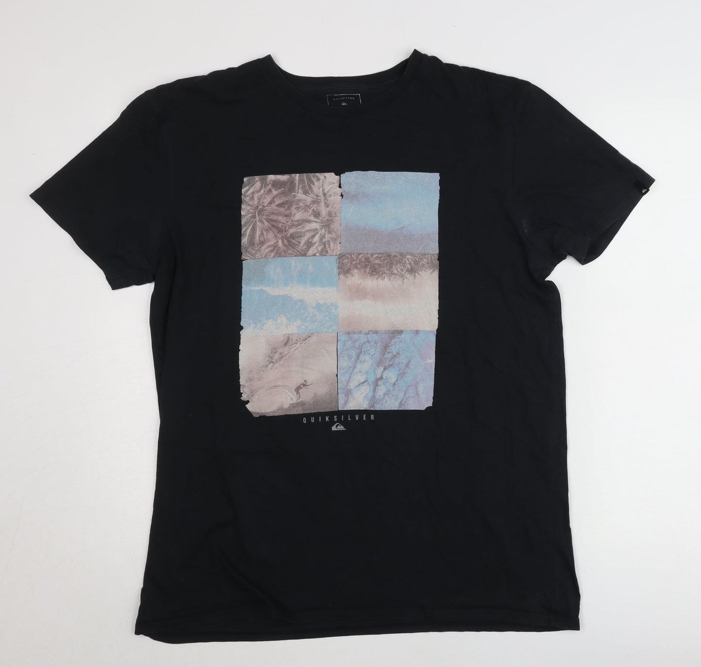 Quiksilver Men’s Black Graphic Print Cotton T-Shirt Size L