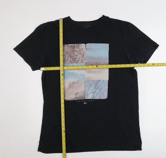 Quiksilver Men’s Black Graphic Print Cotton T-Shirt Size L