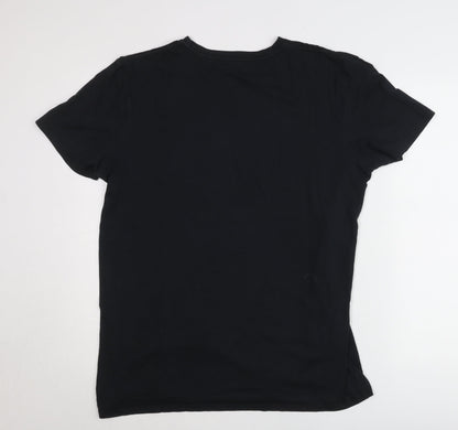 Quiksilver Men’s Black Graphic Print Cotton T-Shirt Size L