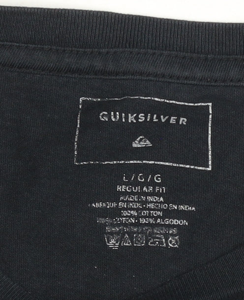 Quiksilver Men’s Black Graphic Print Cotton T-Shirt Size L