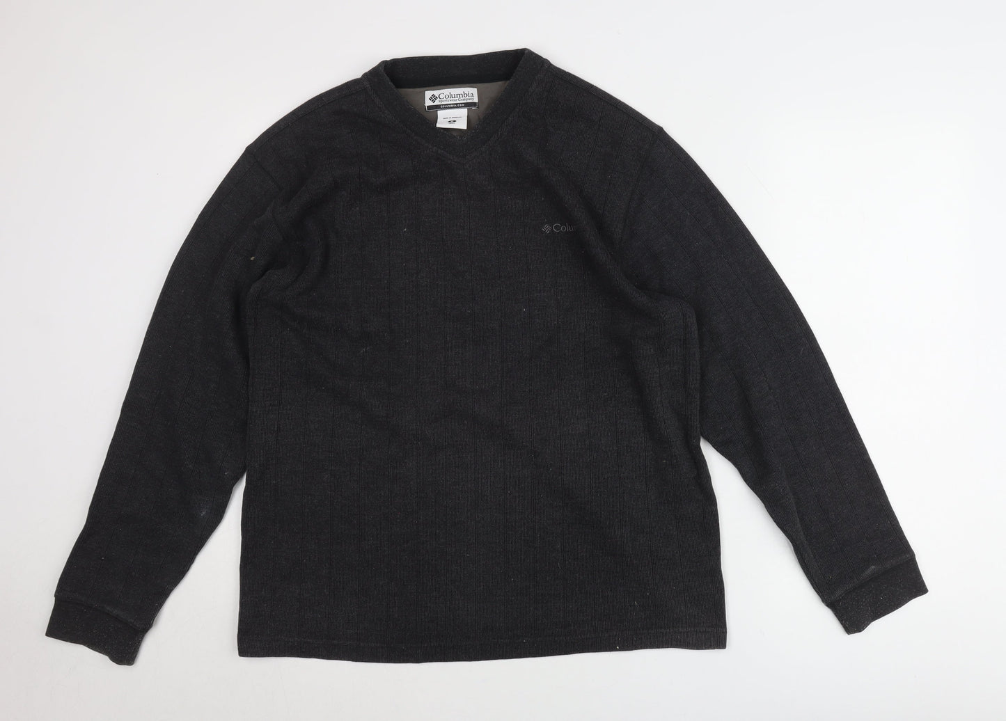 Columbia Men's Black Pullover Jumper M V-Neck Cotton Blend