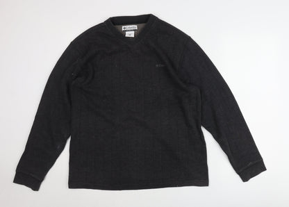 Columbia Men's Black Pullover Jumper M V-Neck Cotton Blend
