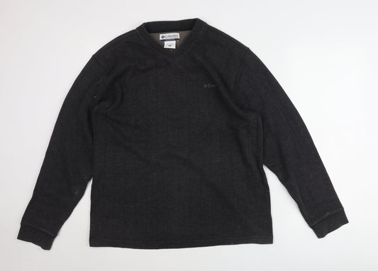 Columbia Men's Black Pullover Jumper M V-Neck Cotton Blend