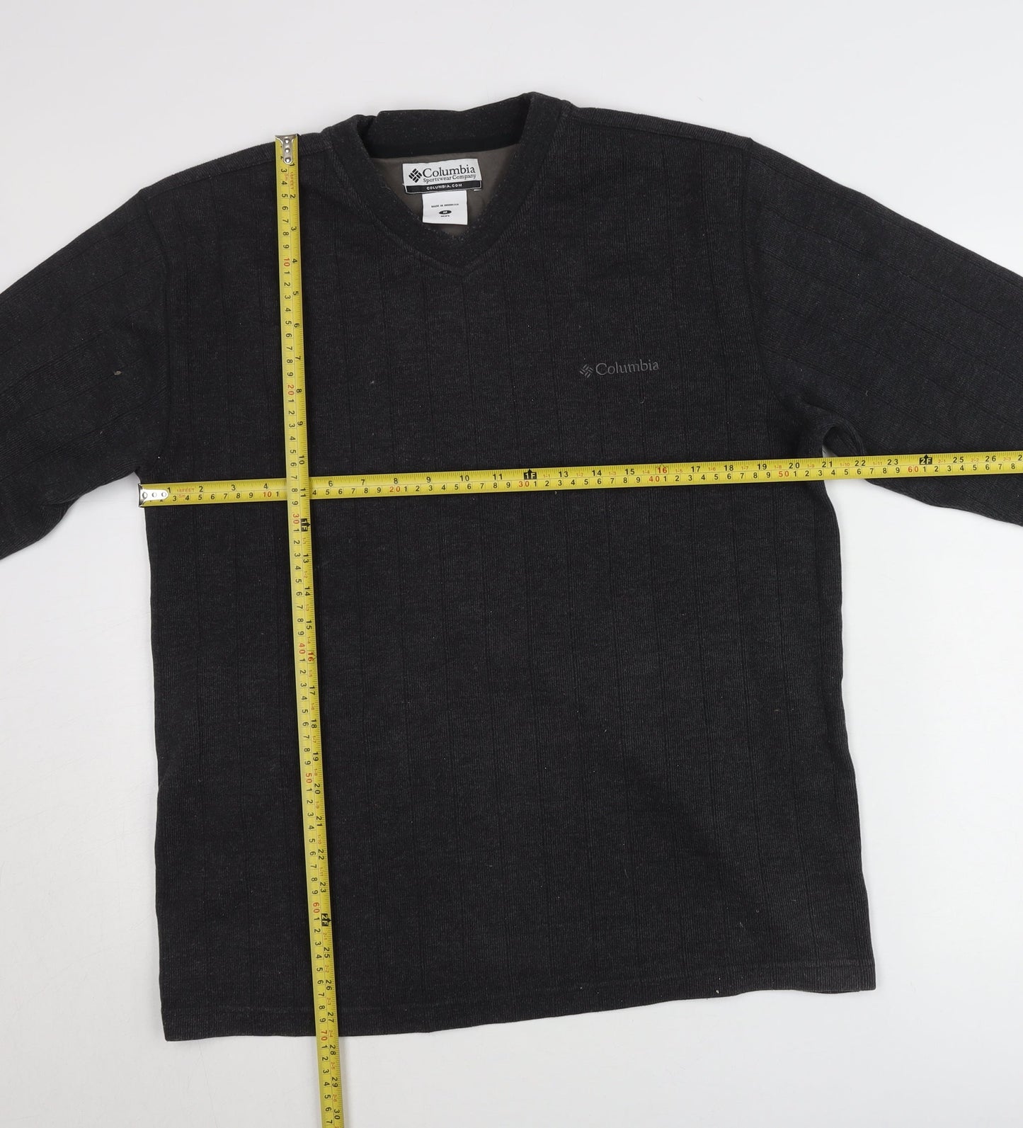 Columbia Men's Black Pullover Jumper M V-Neck Cotton Blend