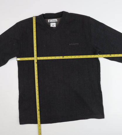 Columbia Men's Black Pullover Jumper M V-Neck Cotton Blend