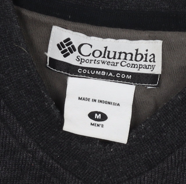 Columbia Men's Black Pullover Jumper M V-Neck Cotton Blend