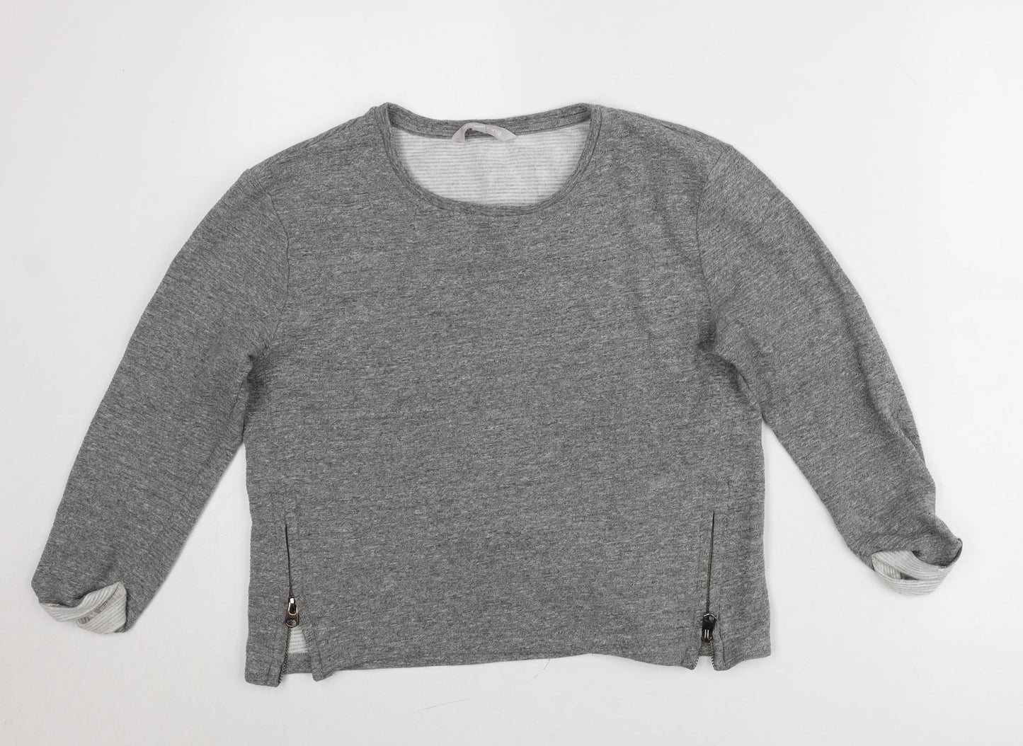 Red Herring Women’s Grey Round Neck Pullover Jumper Size 8 Zip Detail