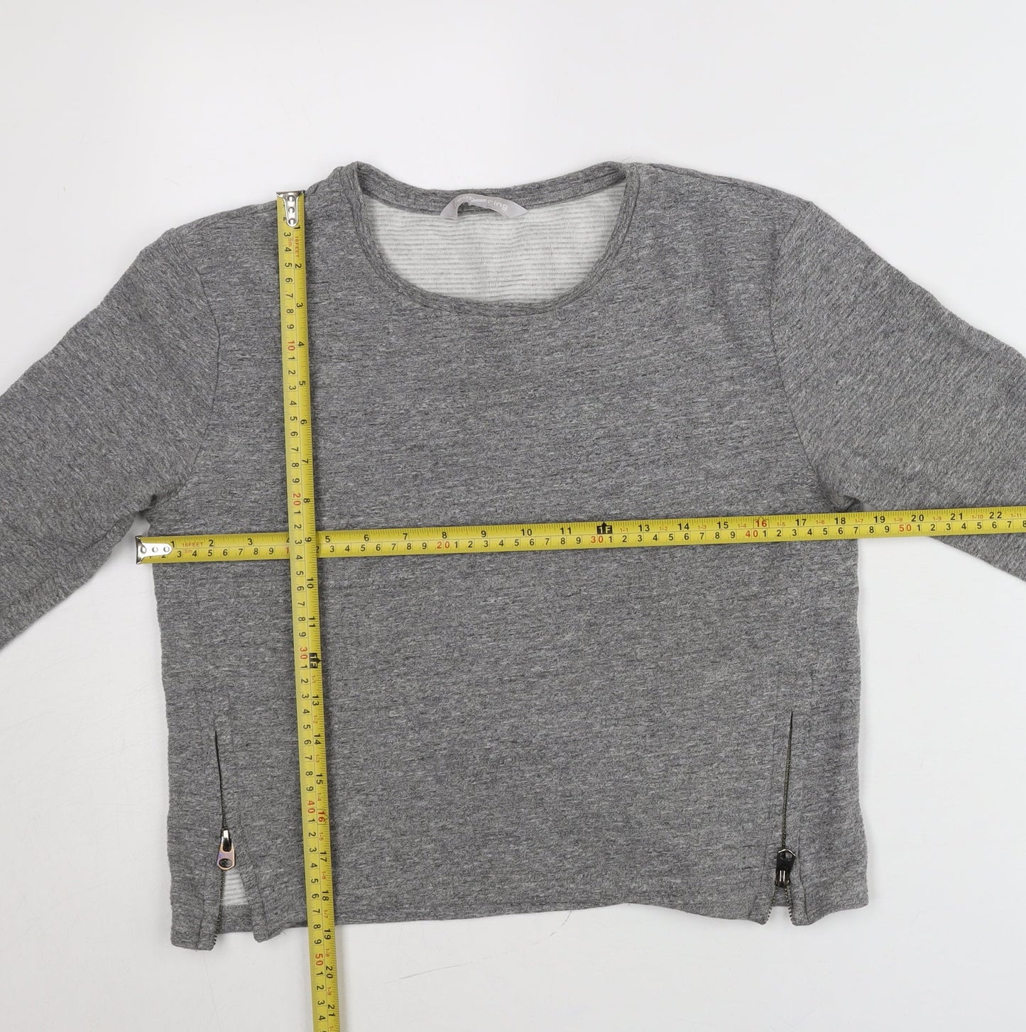 Red Herring Women’s Grey Round Neck Pullover Jumper Size 8 Zip Detail