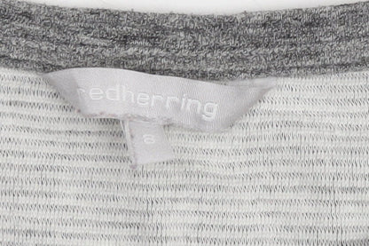 Red Herring Women’s Grey Round Neck Pullover Jumper Size 8 Zip Detail