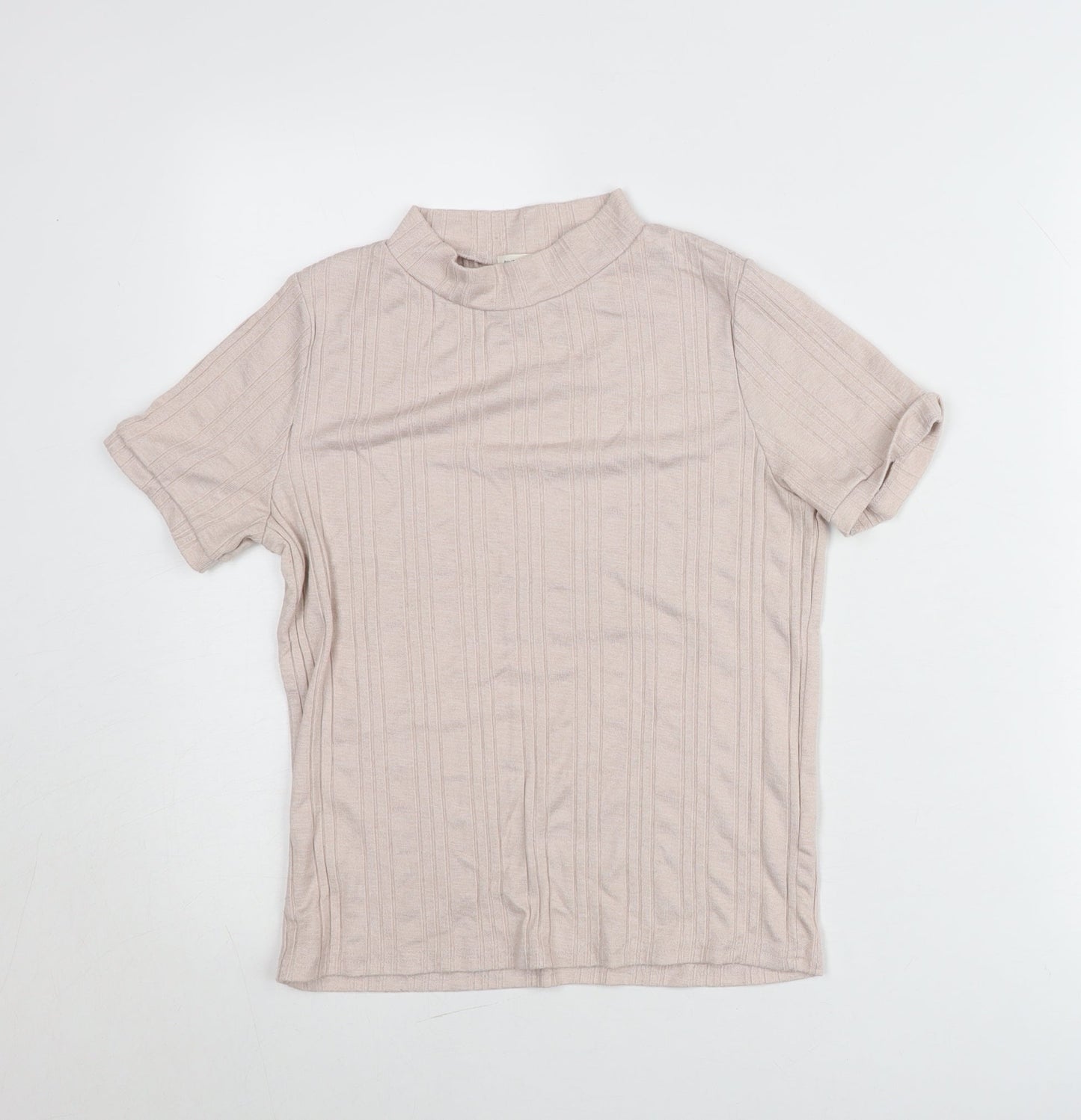 River Island Women’s Beige Mock Neck Knit T-Shirt UK 10
