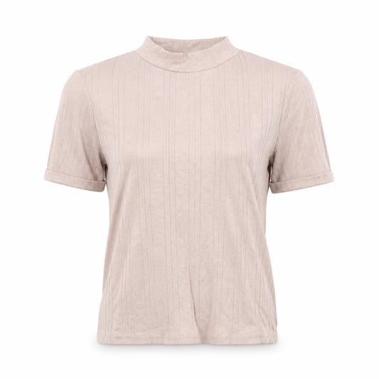 River Island Women’s Beige Mock Neck Knit T-Shirt UK 10