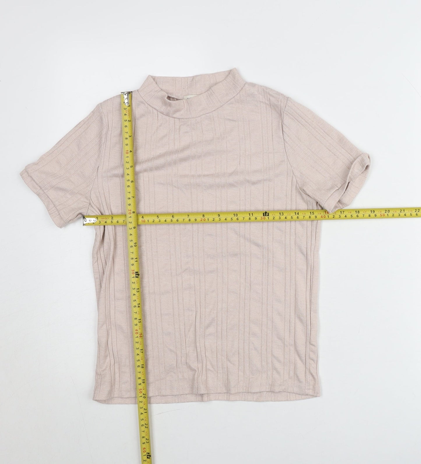 River Island Women’s Beige Mock Neck Knit T-Shirt UK 10