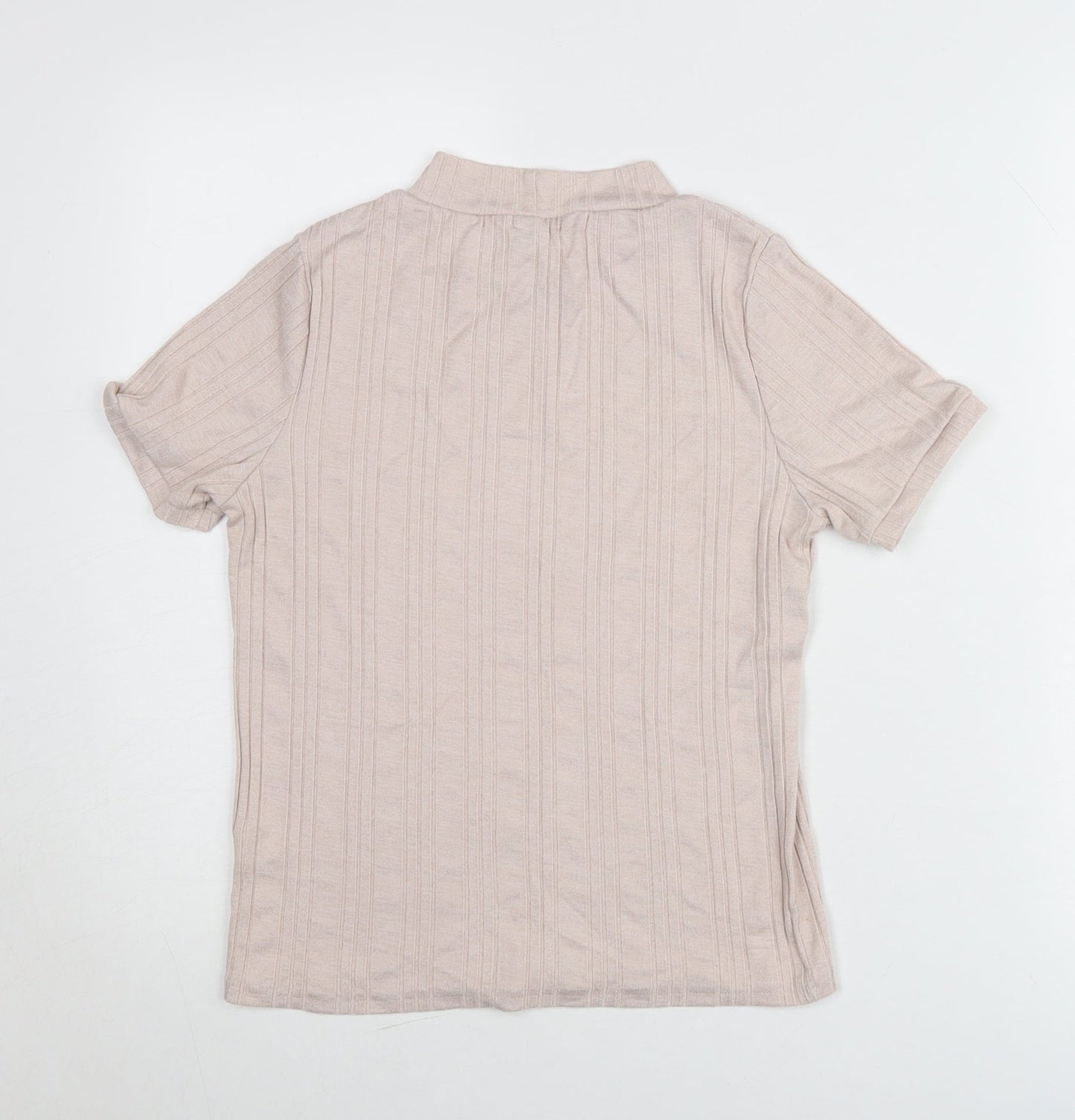 River Island Women’s Beige Mock Neck Knit T-Shirt UK 10